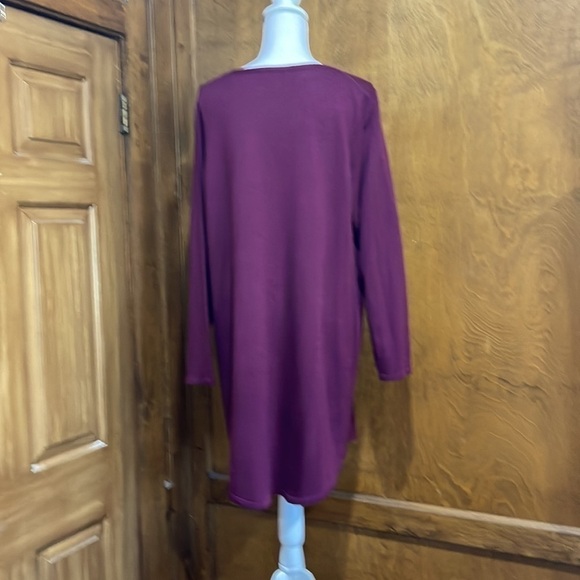 Eileen Fisher Wool Shirttail Sweater Tunic Dress In Rumberry Plus Size 1X - EUC - Picture 3 of 5